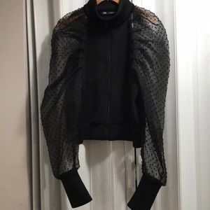 Zara Puff Sleeve black dots jacket - so cute! Size S.
